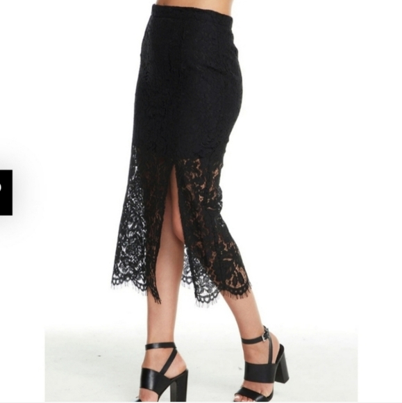 Chaser Black Lace Midi Skirt with Slit Size Small NWT - Picture 3 of 12